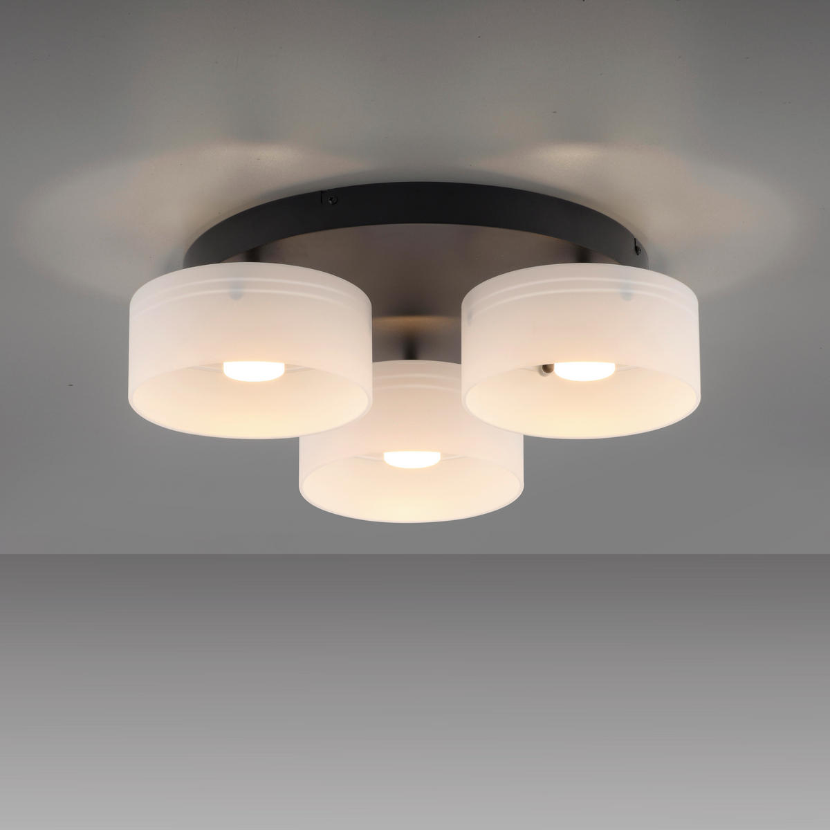 LED-DECKENLEUCHTE Marika 57/57/20 cm   - Schwarz, Design, Glas/Kunststoff (57/57/20cm) - Paul Neuhaus