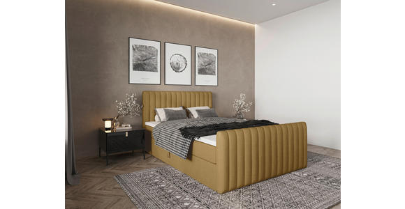 BOXBETT 140/200 cm  in Senfgelb  - Senfgelb/Schwarz, Basics, Kunststoff/Textil (140/200cm) - Carryhome