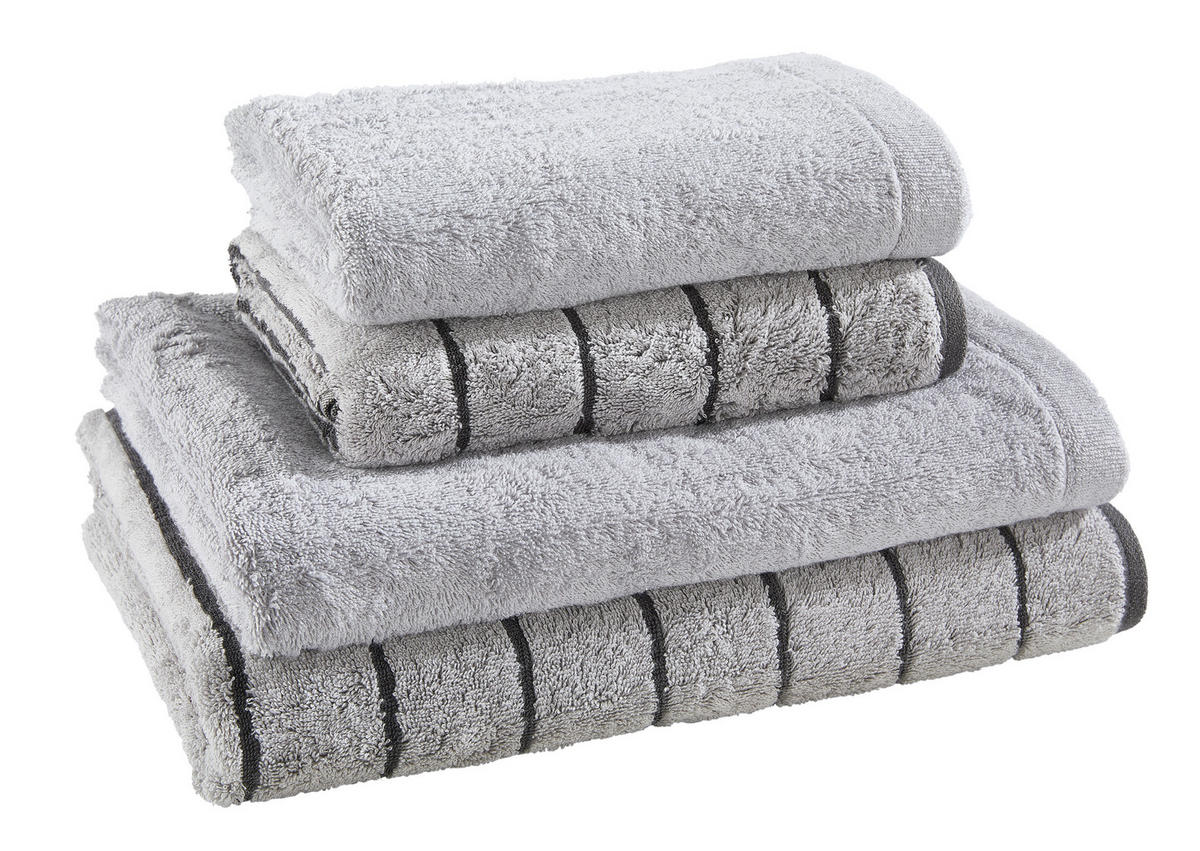 FROTTIERSET Silberfarben, Platinfarben 4-teilig  - Platinfarben/Silberfarben, Basics, Textil - Cawoe