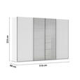 SCHWEBETÜRENSCHRANK 316/223/68 cm 4-türig Grau, Weiß  - Chromfarben/Weiß, KONVENTIONELL, Glas/Holzwerkstoff (316/223/68cm) - Novel
