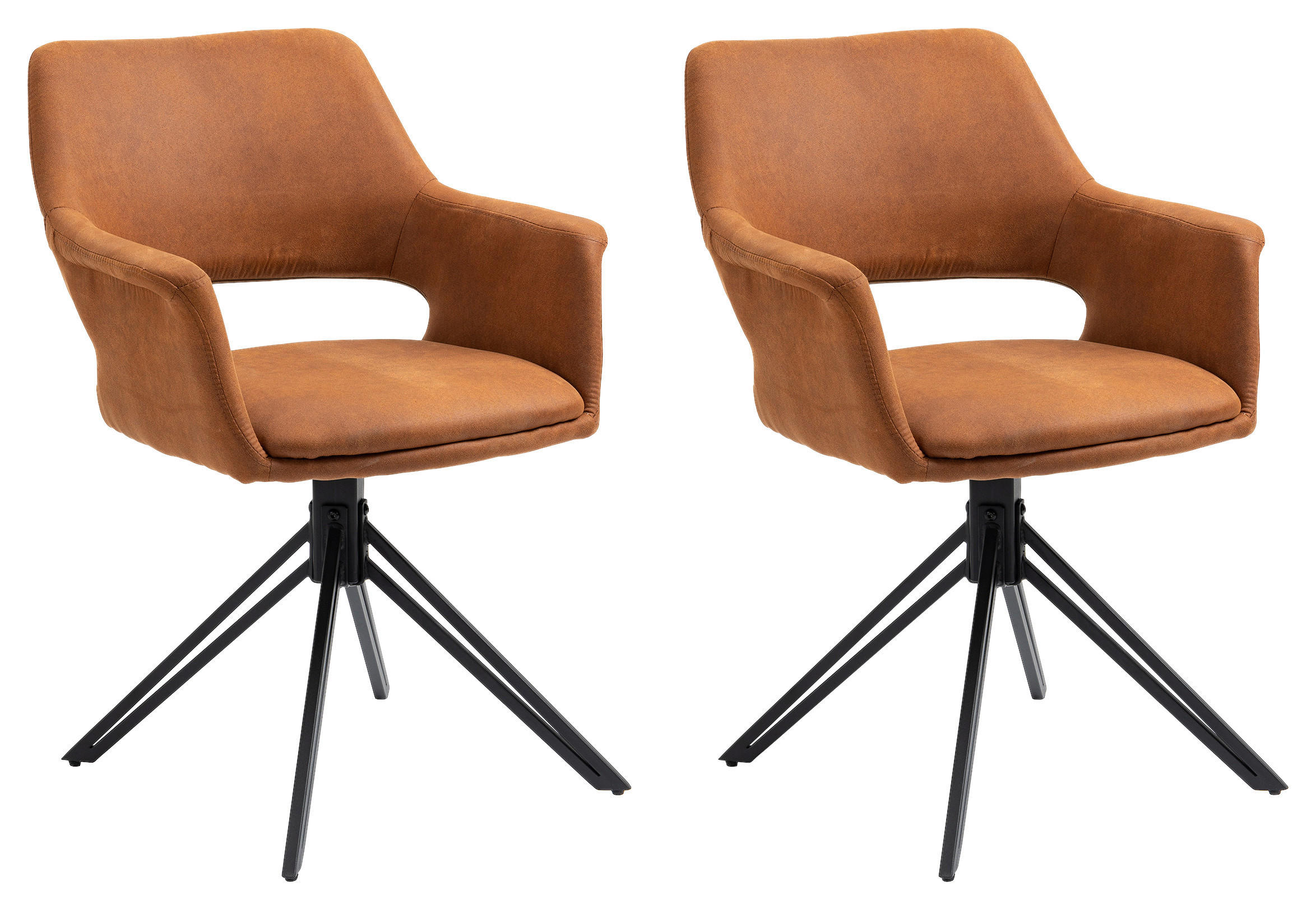 ARMLEHNSTUHL  Sitzfläche 360° drehbar   - Schwarz/Braun, KONVENTIONELL, Textil/Metall (57/84/61cm) - MID.YOU