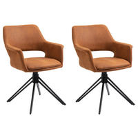 ARMLEHNSTUHL  Sitzfläche 360° drehbar   - Schwarz/Braun, KONVENTIONELL, Textil/Metall (57/84/61cm) - MID.YOU