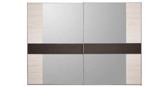 SCHWEBETÜRENSCHRANK in Hellbraun, Lärchefarben - Hellbraun/Chromfarben, Design, Glas/Holzwerkstoff (250/217/67cm) - Dieter Knoll