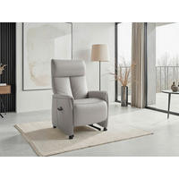 RELAXSESSEL TV CREMONA COMFORT E M2 Echtleder Kopfteilverstellung, Fußteilverstellung, Rücken echt    - Hellgrau/Schwarz, Basics, Leder/Kunststoff (76/112/84cm) - Sit & More