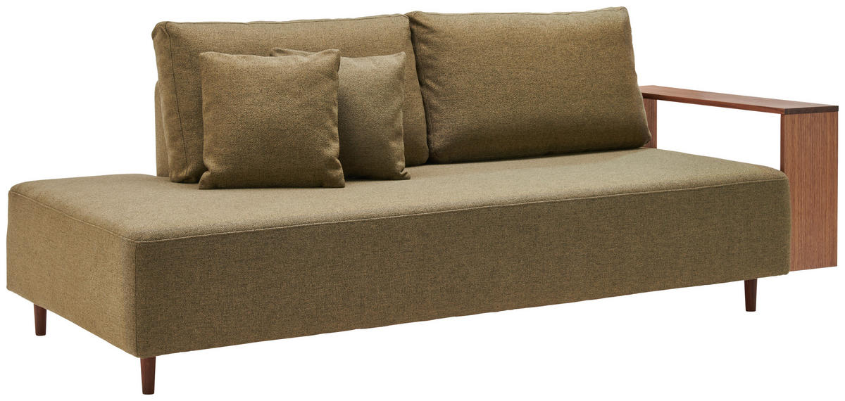 SCHLAFSOFA in Textil Olivgrün  - Nussbaumfarben/Olivgrün, Natur, Holz/Textil (228/90/100cm) - Joka