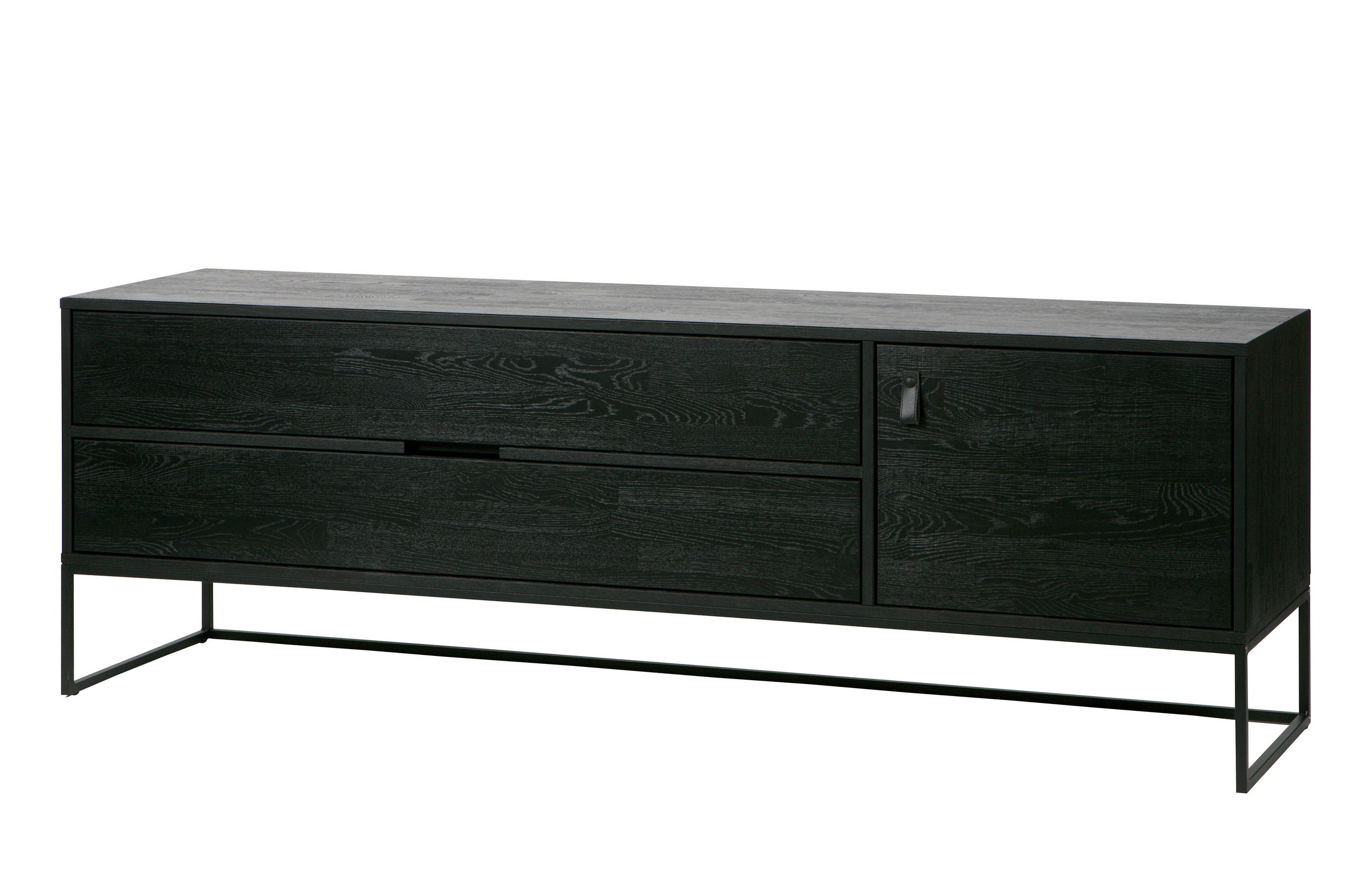 LOWBOARD  in 180/60,5/44 cm  - Schwarz, Design, Leder/Holz (180/60,5/44cm) - Livetastic