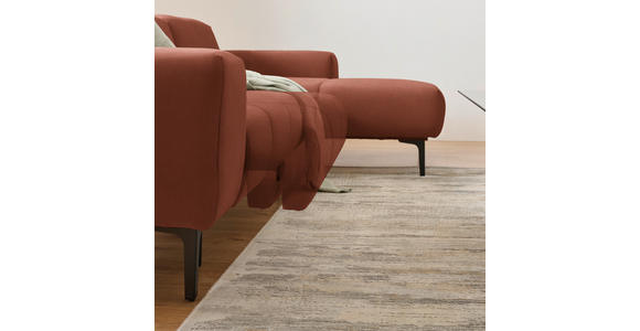 ECKSOFA in Chenille Cognac 311/167 cm - Cognac/Schwarz, Design, Textil/Metall (311/167cm) - Xora