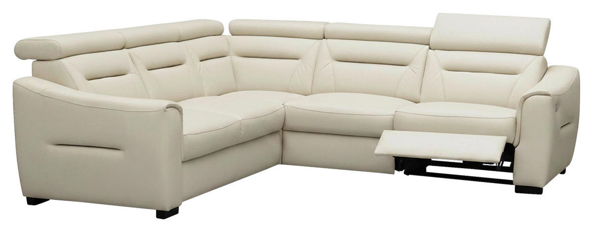 ECKSOFA Lederlook Echtleder Creme  - Wengefarben/Creme, Design, Leder/Holz (260/260cm) - Celina Home