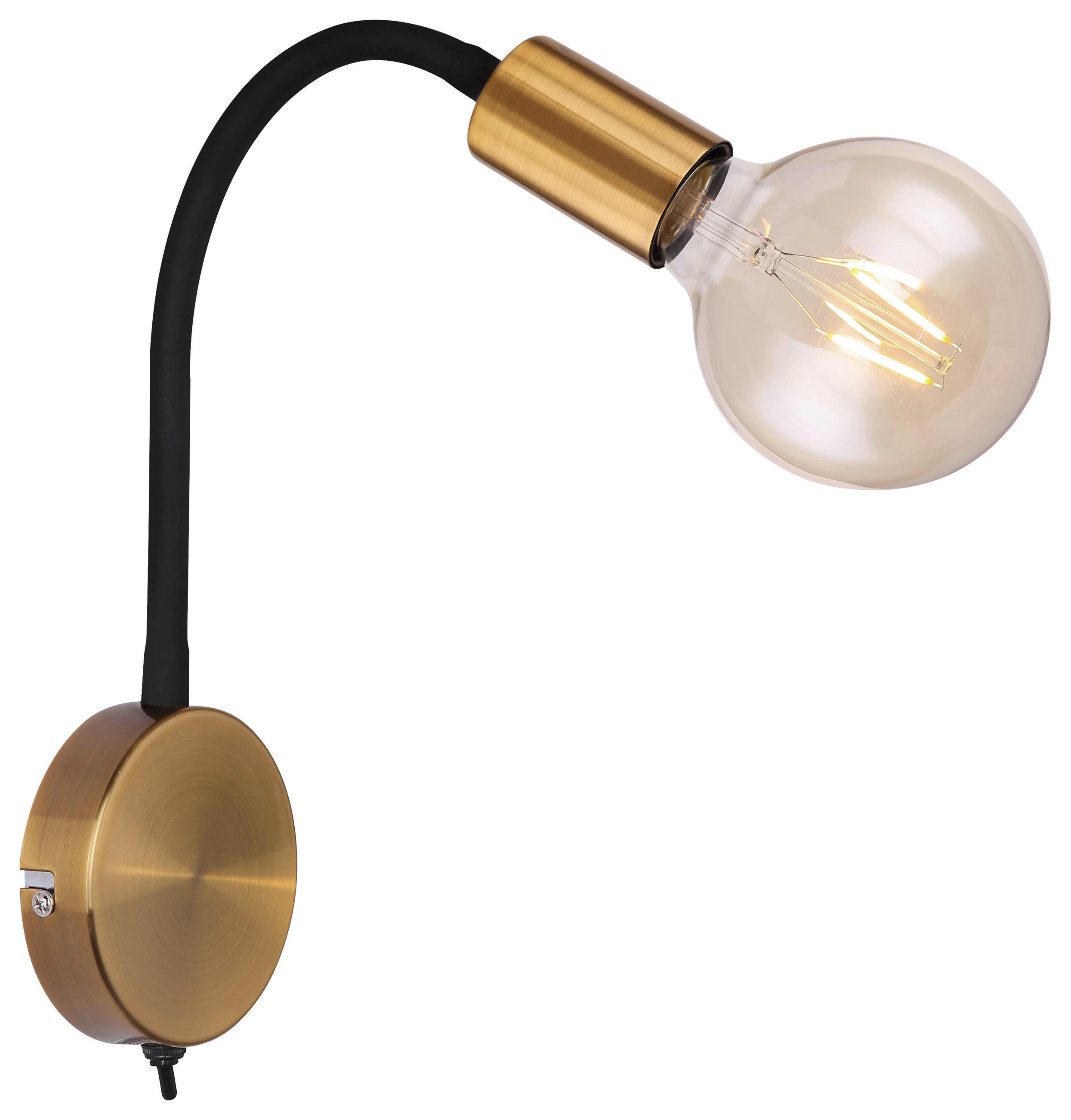 WANDLEUCHTE - Goldfarben/Schwarz, Basics, Metall (30/43cm) - Globo