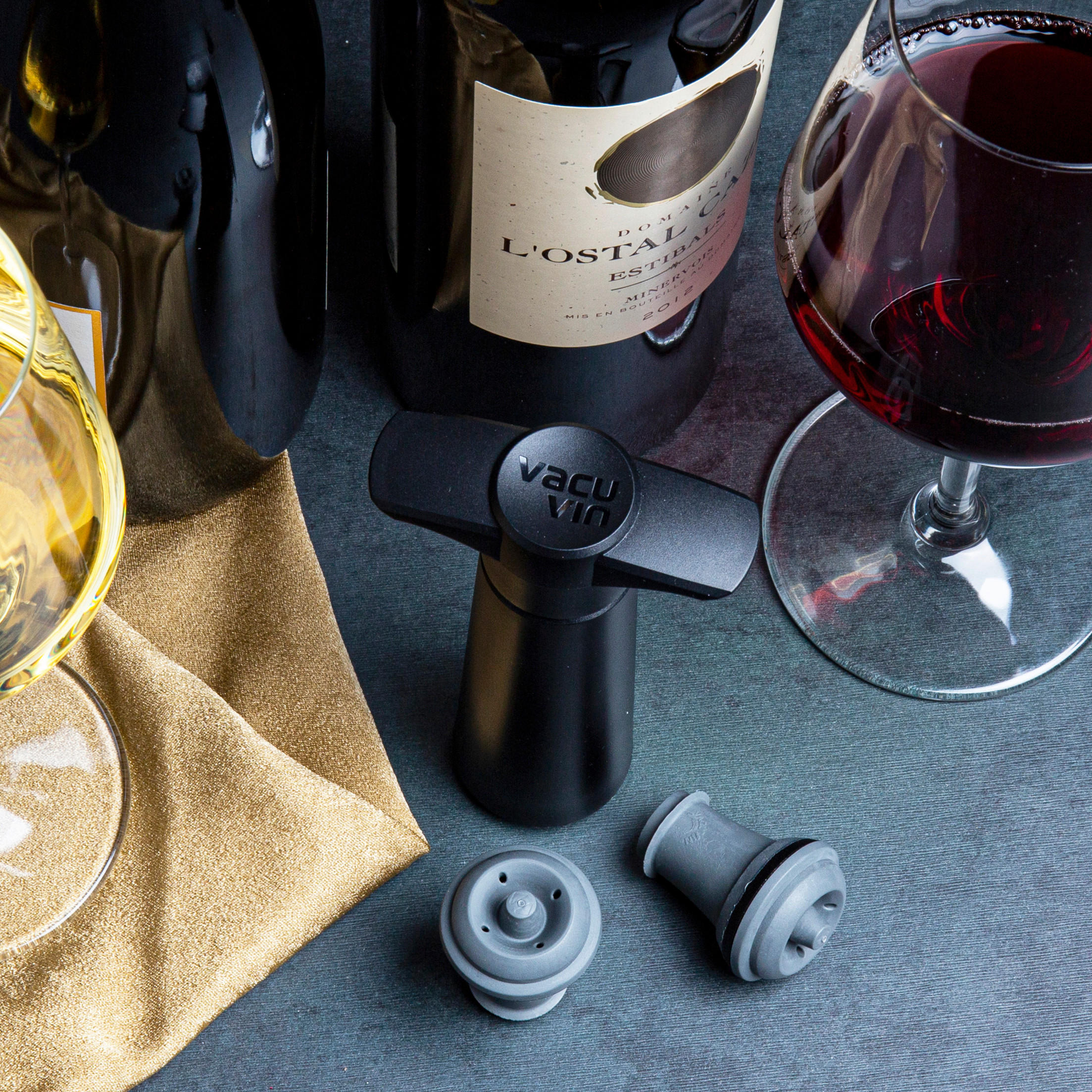 SET DODATKOV ZA VINO - črna, Basics, umetna masa (8.5/22.4/4.9cm) - Vacu Vin