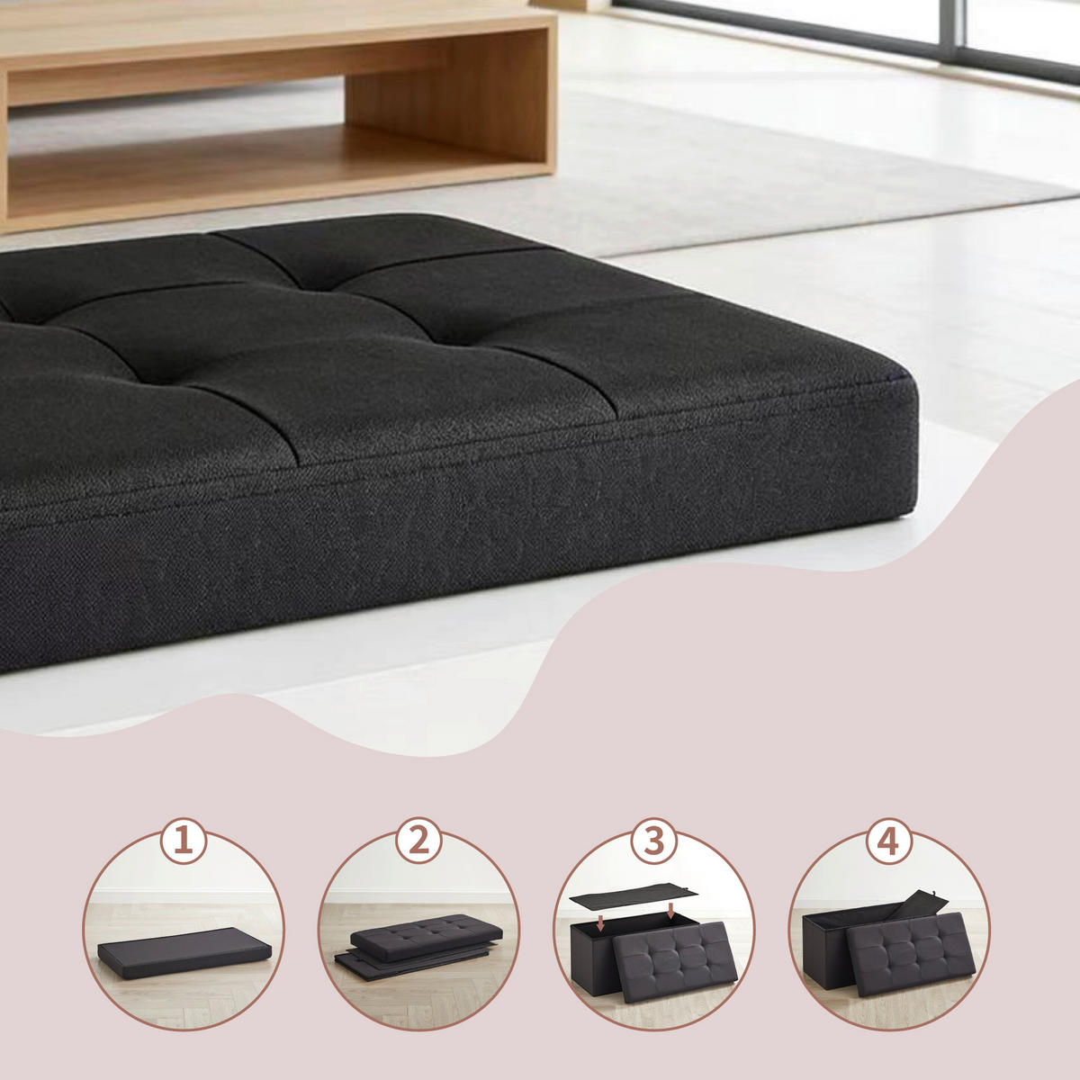 SITZBOX  - Schwarz, Trend, Textil (76/38/38cm) - Boxxx