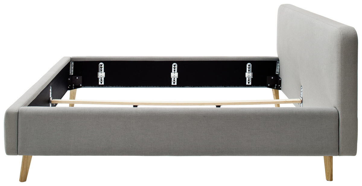 POLSTERBETT 180/200 cm  in Hellgrau  - Eichefarben/Hellgrau, Design, Holz/Textil (180/200cm) - Livetastic