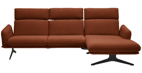 ECKSOFA  in Flachgewebe Rostfarben  259/152 cm  - Rostfarben/Schwarz, Design, Textil/Metall (259/152cm) - Dieter Knoll
