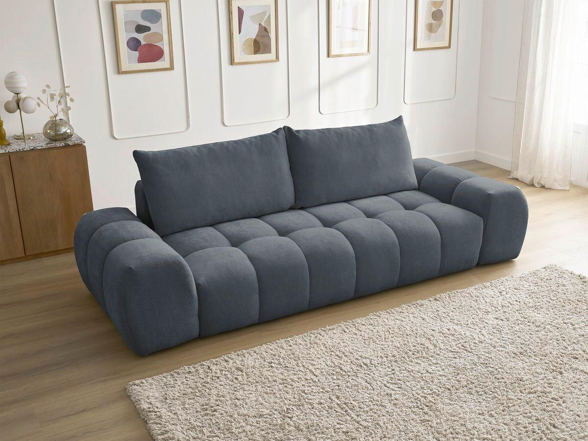 3-SITZER-SOFA EVEREST Struktur Dunkelblau  - Schwarz/Dunkelblau, MODERN, Kunststoff/Textil (278/90/115cm)
