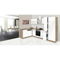 ECKKÜCHE 172/310 cm  in Weiss, Eichefarben  - Weiss/Eichefarben, Basics, Glas/Holzwerkstoff (172/310cm) - Respekta