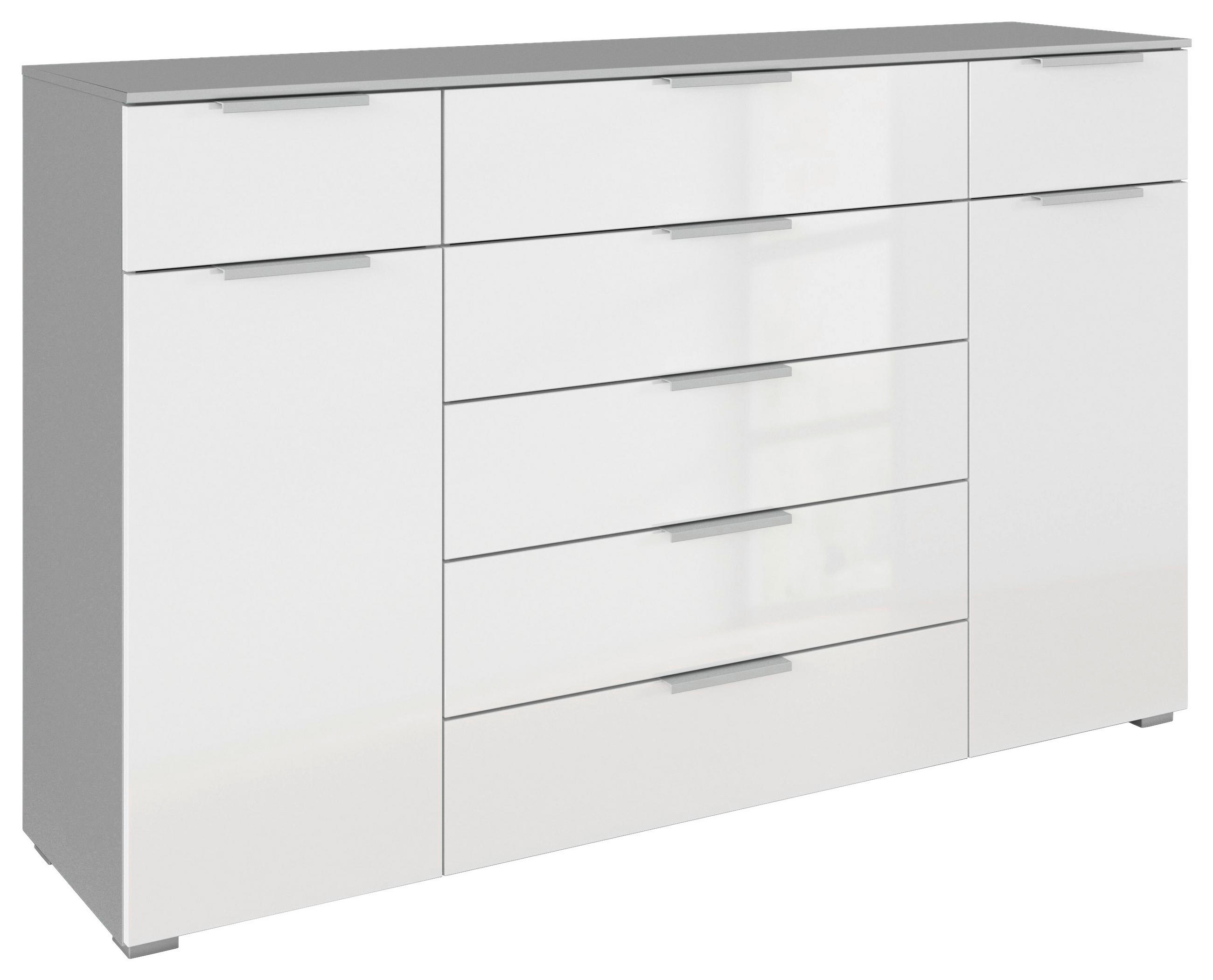 SIDEBOARD  160/100/42 cm 7 Schublade(n)  - Weiß Hochglanz/Grau, KONVENTIONELL, Holzwerkstoff/Kunststoff (160/100/42cm) - home24
