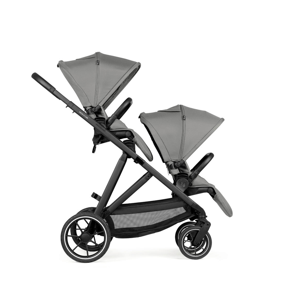 GESCHWISTERWAGEN Grow N Care  - Dunkelgrau/Schwarz, Basics, Textil/Metall (109/60/107-115cm) - Hauck