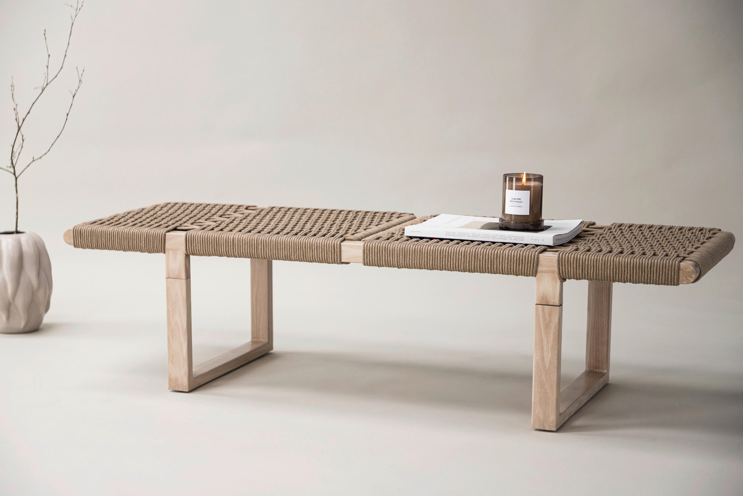 SITTBÄNK i trä, metall ljusbrun  - ljusbrun, Design, metall/trä (140/36/46cm) - Livetastic