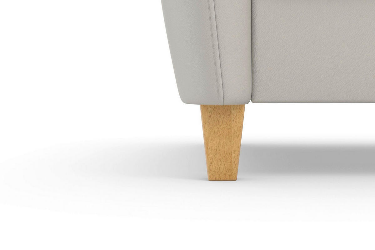 ECKSOFA PALMERA E Hellgrau Kombination Echtleder/Stoff Mikrofaser Stauraum  - Eichefarben/Hellgrau, Basics, Leder/Holz (236/212cm) - Sit & More