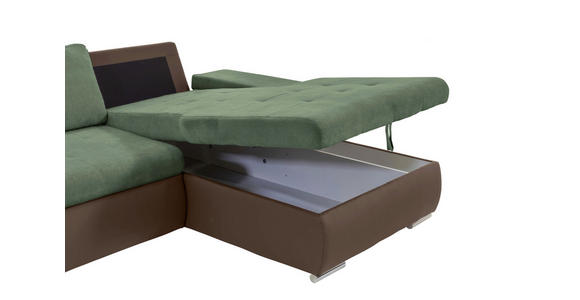 ECKSOFA in Flachgewebe Braun, Olivgrün 271/175 cm - Braun/Olivgrün, Design, Kunststoff/Textil (271/175cm) - Xora