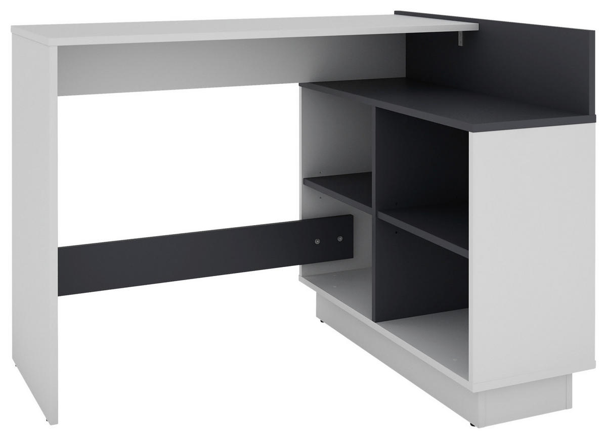 ECKSCHREIBTISCH 112/80/77,5 cm  in Graphitfarben, Weiß  - Graphitfarben/Weiß, MODERN, Holzwerkstoff (112/80/77,5cm) - MID.YOU