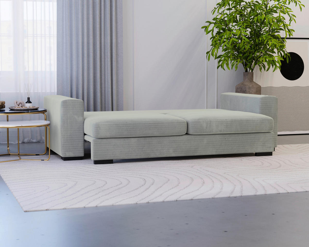 SCHLAFSOFA in Flachgewebe Grau  - Schwarz/Grau, Konventionell, Kunststoff/Textil (236/78/114cm) - Carryhome