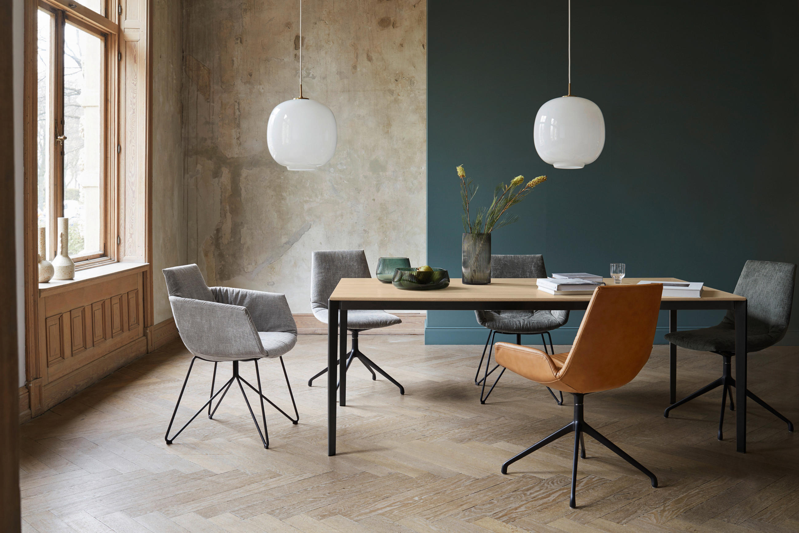 ESSTISCH in Holz, Metall 160-260/100/75 cm  - Eiche Bianco/Schwarz, Design, Holz/Metall (160-260/100/75cm) - TEAM 7