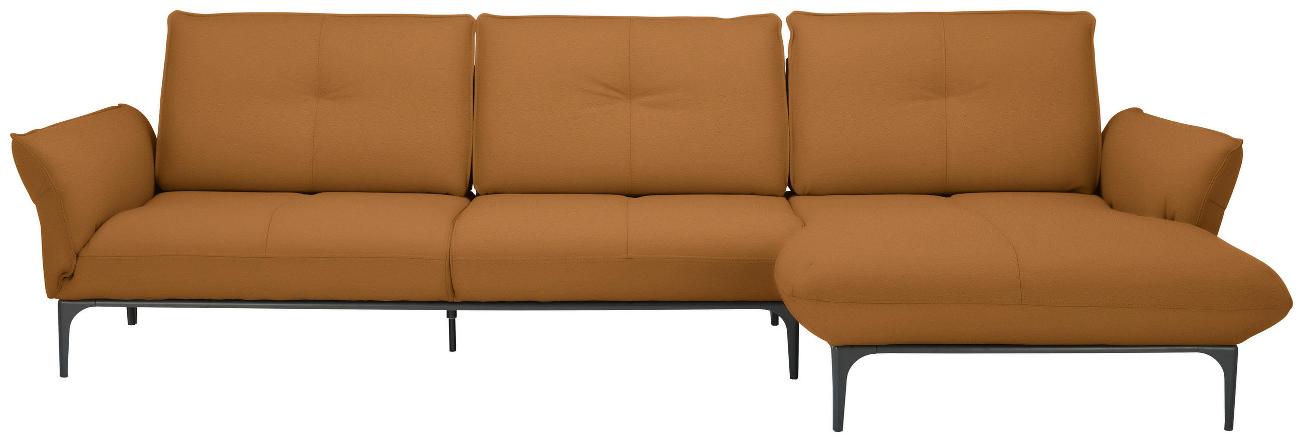 ECKSOFA in Echtleder Braun  - Schwarz/Braun, Design, Leder/Metall (319/182cm) - Valnatura