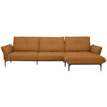 ECKSOFA in Echtleder Braun  - Schwarz/Braun, Design, Leder/Metall (319/182cm) - Valnatura