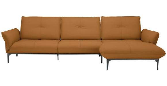 ECKSOFA in Echtleder Braun  - Schwarz/Braun, Design, Leder/Metall (319/182cm) - Valnatura