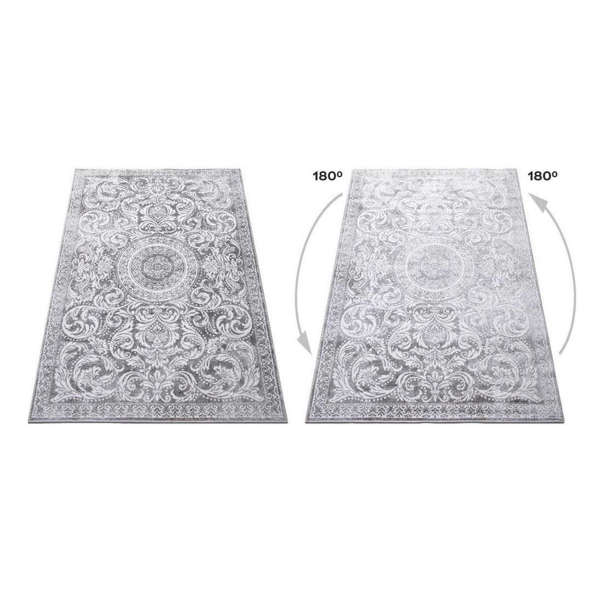 VINTAGE-TEPPICH 160/230 cm Victoria Grau, Weiß  - Weiß/Grau, Design, Kunststoff/Textil (160/230cm) - Novel