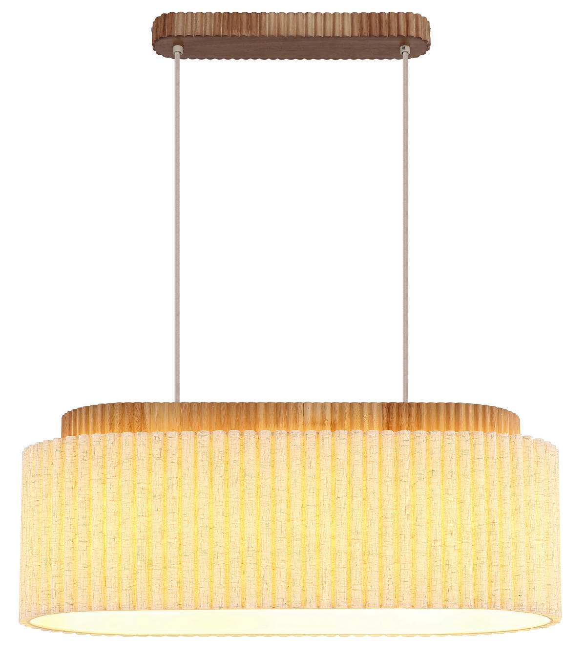 HÄNGELEUCHTE Jannie 70/30/150 cm  - Sandfarben/Beige, Design, Holz/Textil (70/30/150cm) - Globo