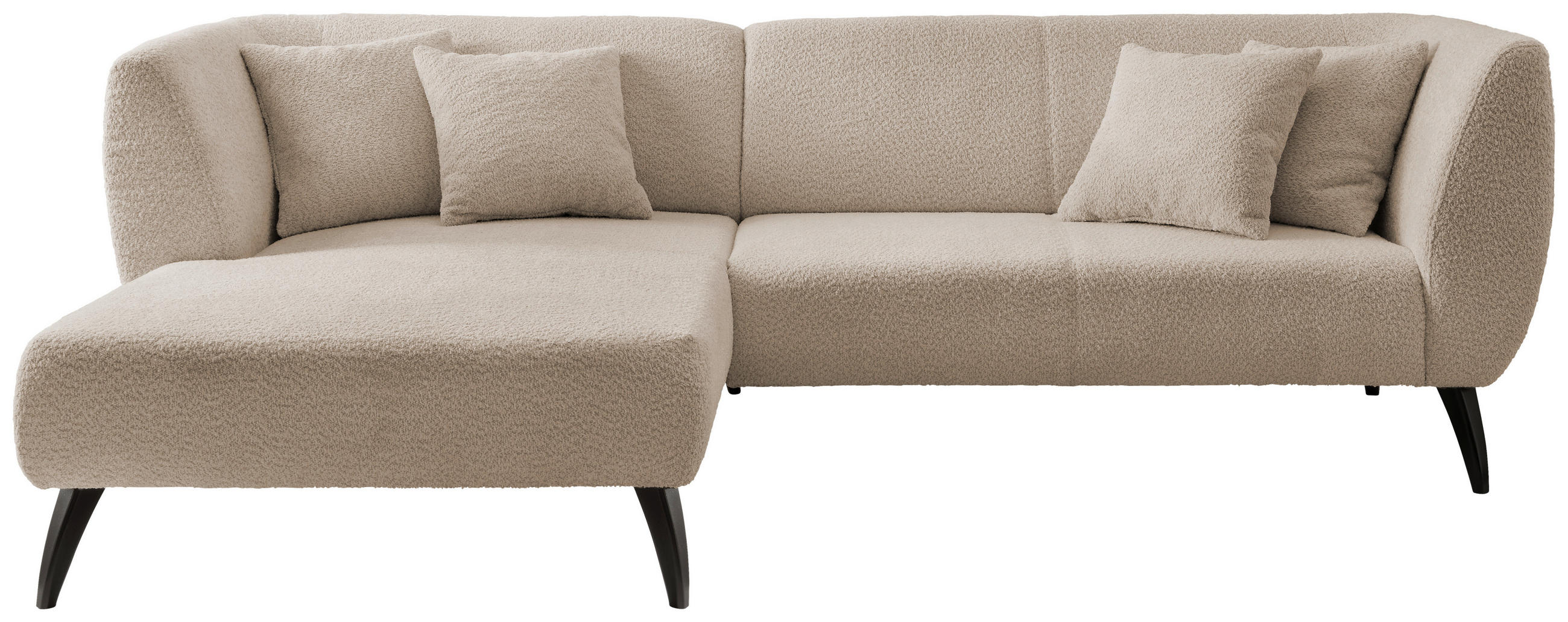 ECKSOFA in Bouclé Beige  - Beige/Schwarz, Modern, Holz/Textil (160/264cm) - MID.YOU