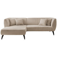 ECKSOFA in Bouclé Beige  - Beige/Schwarz, Modern, Holz/Textil (160/264cm) - MID.YOU