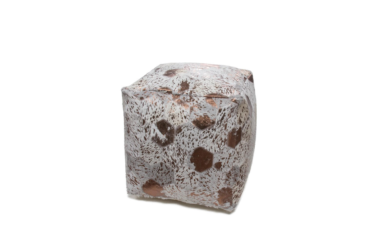 POUF Patchwork 45/45/45 cm  - Chromfarben/Creme, Design, Leder (45/45/45cm) - Kayoom