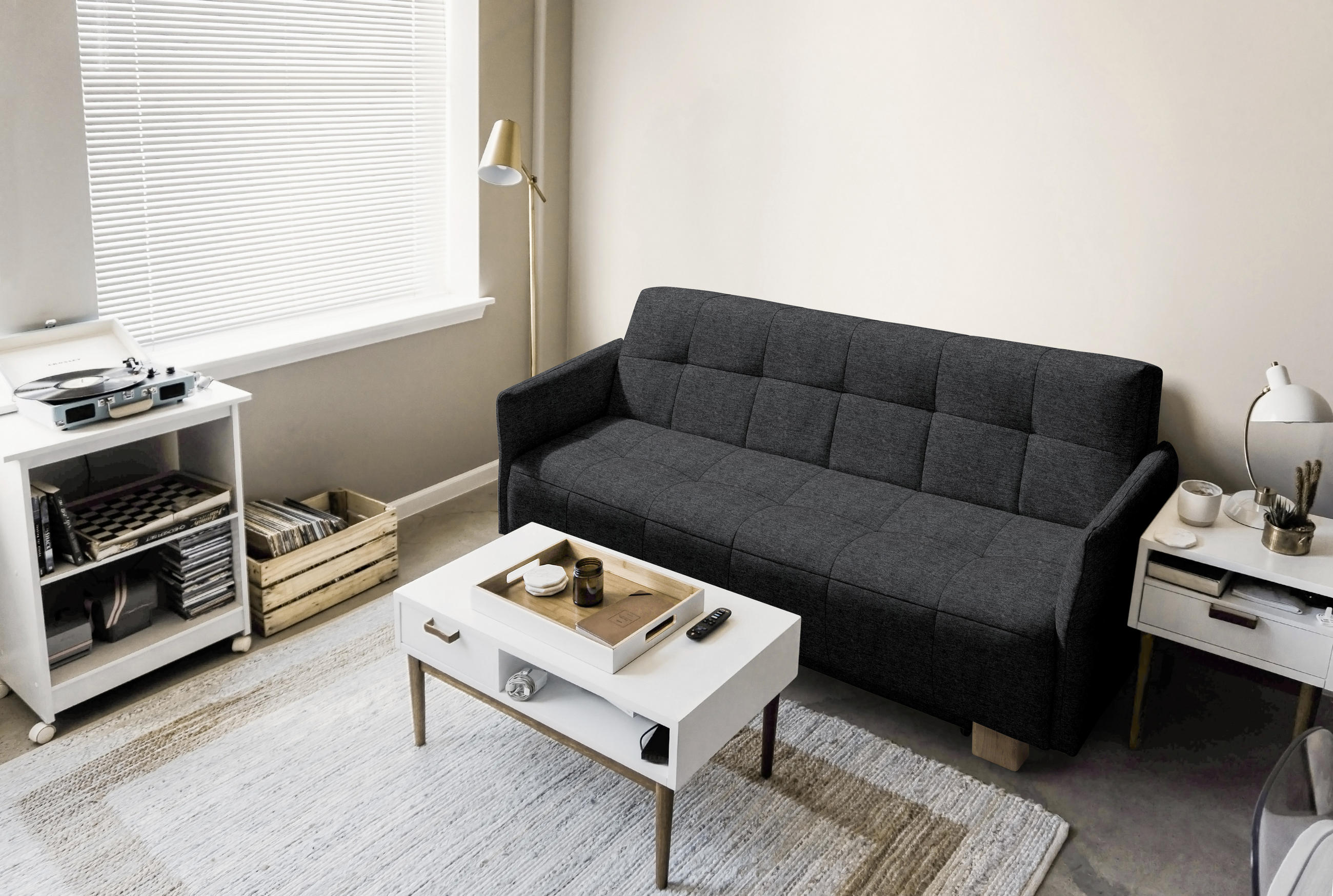 SCHLAFSOFA Dunkelgrau  - Dunkelgrau/Naturfarben, Design, Holz/Textil (165/92/102cm) - Novel