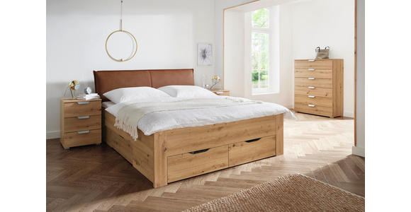 STAURAUMBETT 160/200 cm  in Eichefarben  - Eichefarben/Rostfarben, Design, Holzwerkstoff (160/200cm) - Xora