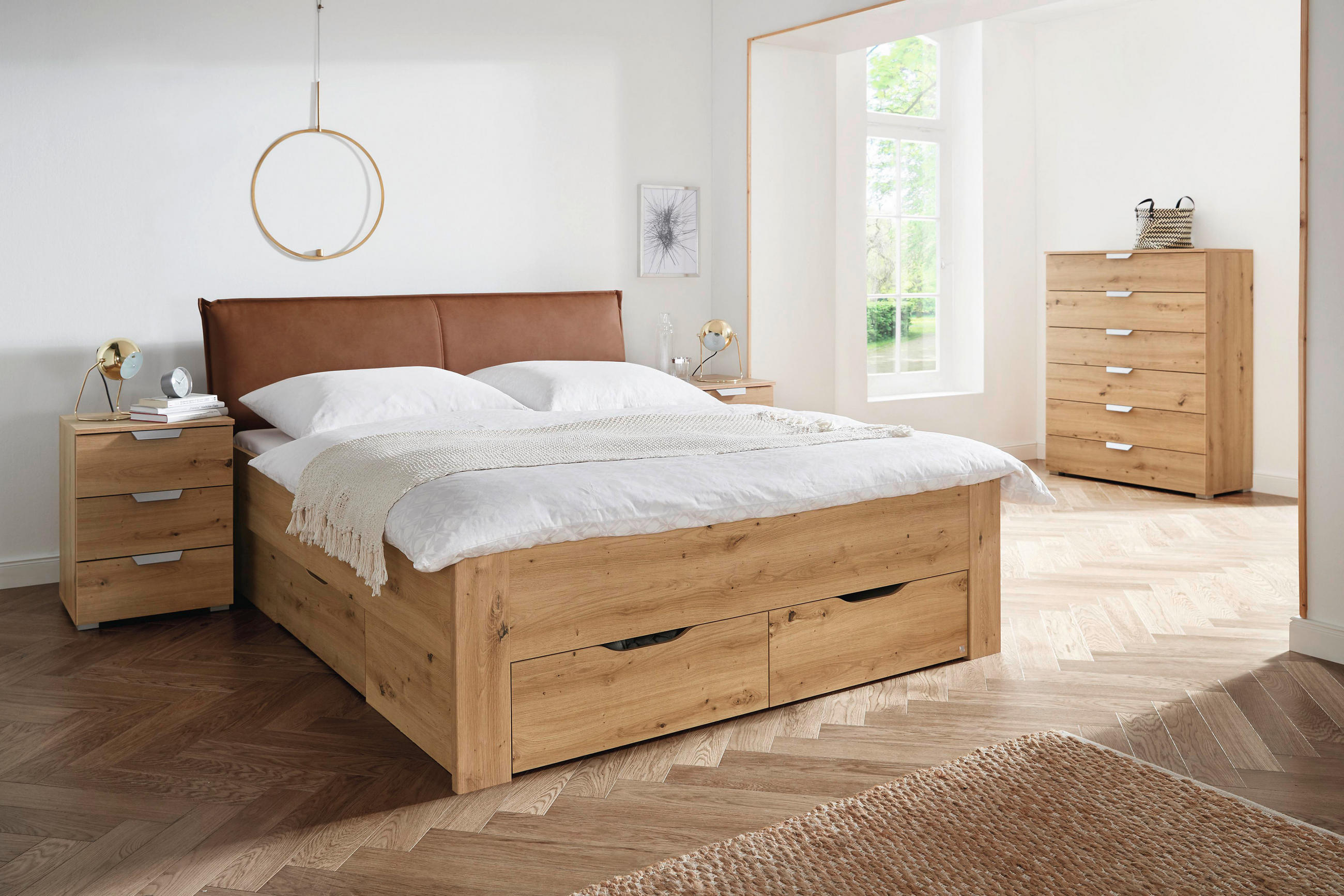 STAURAUMBETT 120/200 cm  in Eichefarben  - Eichefarben/Rostfarben, Design, Holzwerkstoff (120/200cm) - Xora
