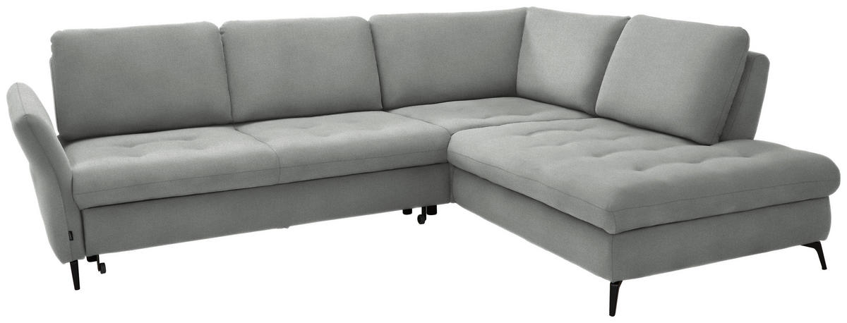 ECKSOFA in Flachgewebe Hellgrau  - Hellgrau/Schwarz, Natur, Textil/Metall (288/233cm) - Valnatura