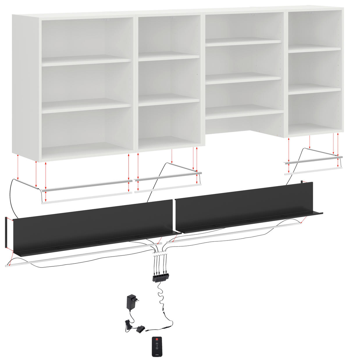 REGALELEMENT Schwarz  - Schwarz, Basics, Metall (225/12/20cm) - Visiona