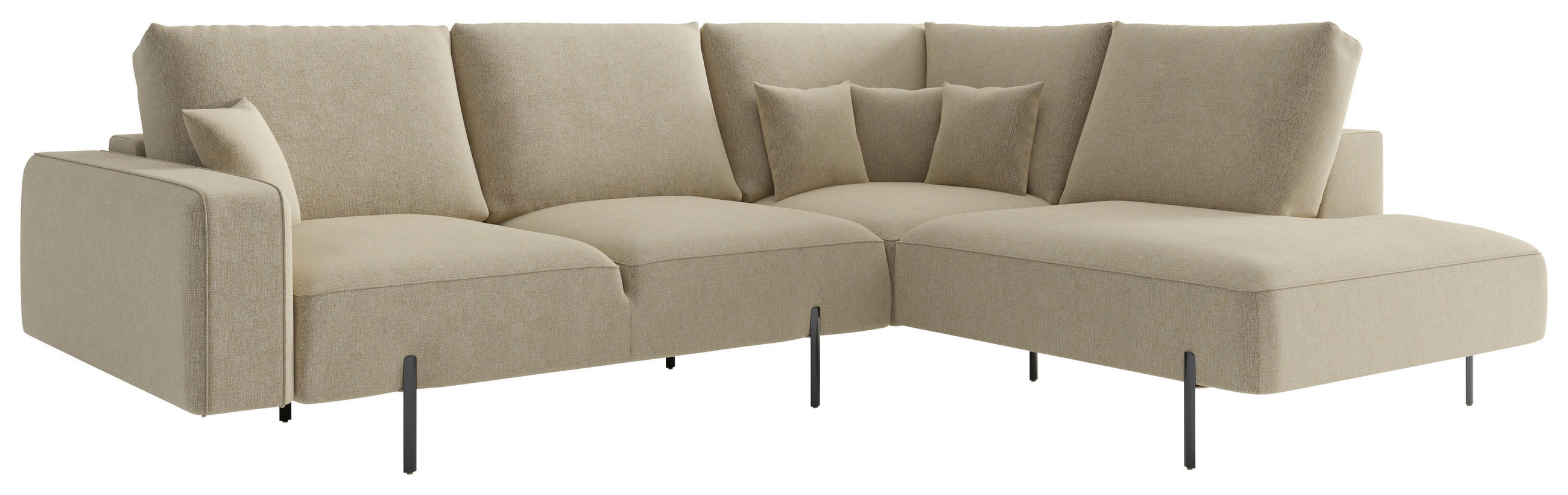 ECKSOFA Cappuccino Flachgewebe  - Schwarz/Cappuccino, Design, Textil/Metall (280/223cm) - Novel
