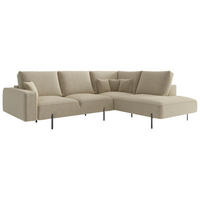 ECKSOFA Flachgewebe Cappuccino  - Schwarz/Cappuccino, Design, Textil/Metall (280/223cm) - Livetastic