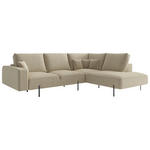 ECKSOFA Cappuccino Flachgewebe  - Schwarz/Cappuccino, Design, Textil/Metall (280/223cm) - Novel
