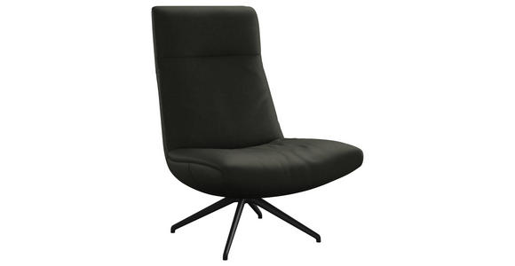 SESSEL in Echtleder Dunkelgrau  - Dunkelgrau/Schwarz, MODERN, Leder/Metall (74/105/92cm) - Johann Jakob