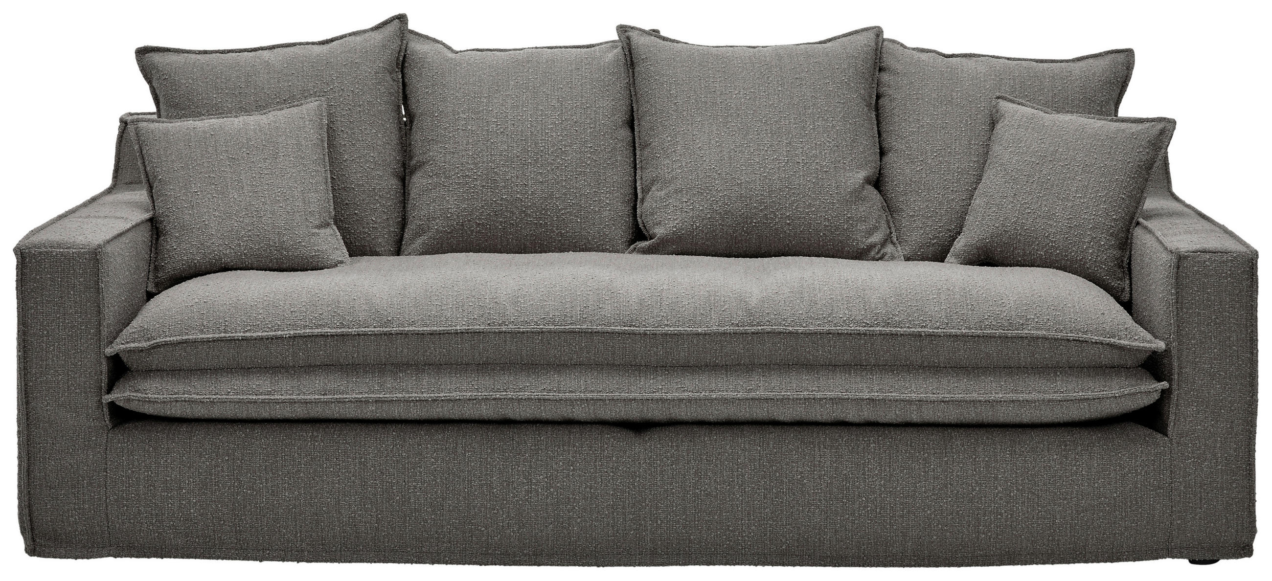 HUSSEN-3-SITZER-SOFA Bouclé Grau  - Schwarz/Grau, Trend, Kunststoff/Textil (227/92/105cm) - Livetastic