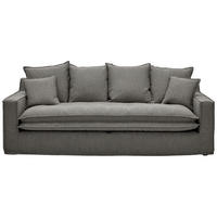 HUSSEN-3-SITZER-SOFA in Bouclé Grau  - Schwarz/Grau, Trend, Kunststoff/Textil (227/92/105cm) - Livetastic