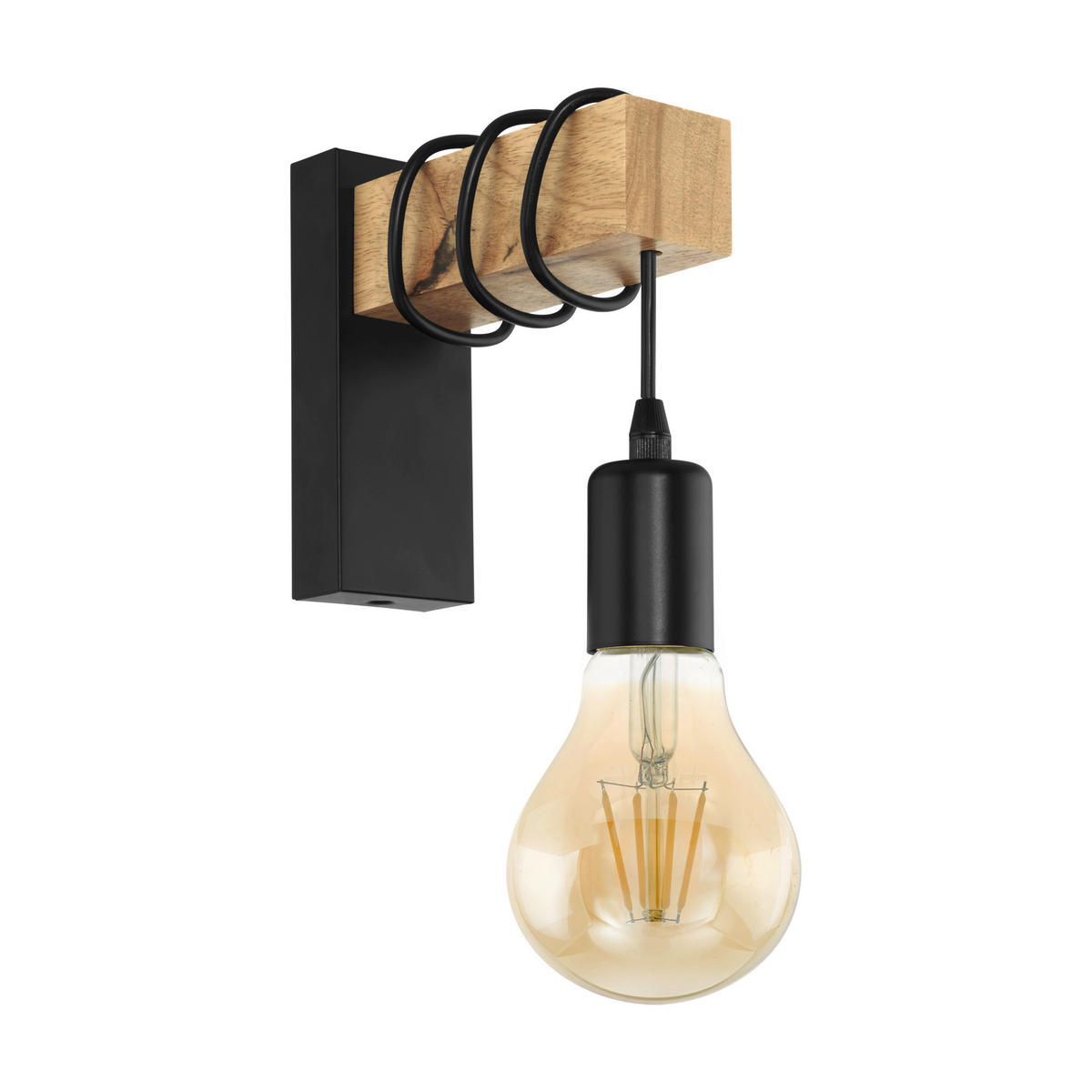 NÁSTĚNNÉ SVÍTIDLO, 6,5/21,5 cm  - černá/hnědá, Trend, kov/dřevo (6,5/21,5cm)