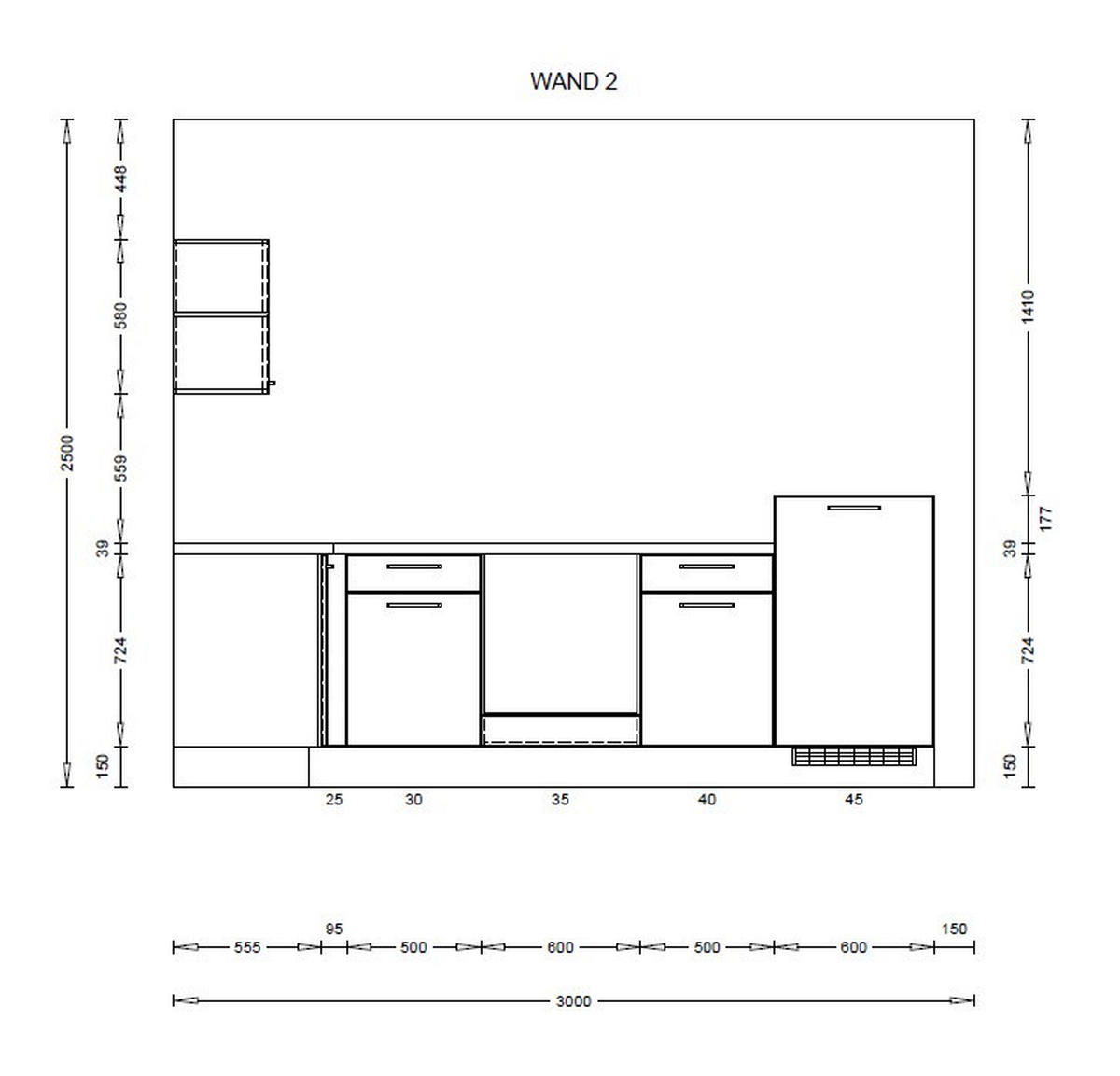 ECKKÜCHE 250/285 cm  in Eichefarben, Dunkelgrau  - Eichefarben/Dunkelgrau, KONVENTIONELL, Holzwerkstoff/Metall (250/285cm) - Burger