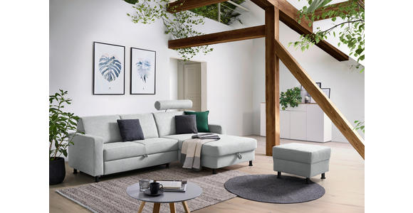 ECKSOFA  in Webstoff Hellgrau  257/165 cm  - Hellgrau/Schwarz, Design, Kunststoff/Textil (257/165cm) - Xora