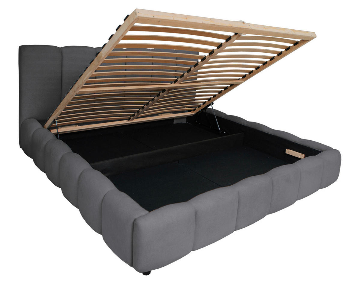 POLSTERBETT Bettkasten, Lattenrost 180/200 cm  in Anthrazit  - Anthrazit/Schwarz, KONVENTIONELL, Holz/Kunststoff (180/200cm) - Boxxx